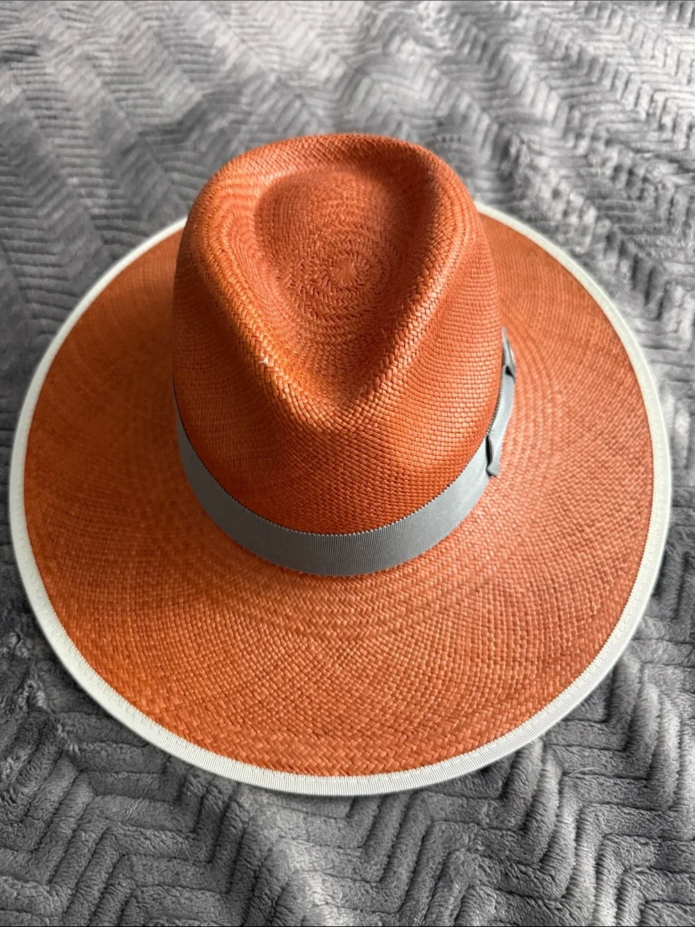 Goorin Bros Brown/Orange Straw Fedora with Gray Band